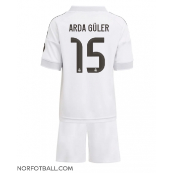 Billige Fotballdrakt Real Madrid Arda Guler #15 Replika Hjemmedraktsett Barn 2025-26 Kortermet (med bukser)